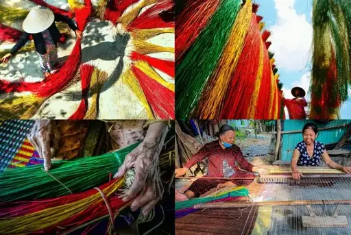 Hoạt động dệt chiếu thủ công tại làng nghề Đà Nẵng